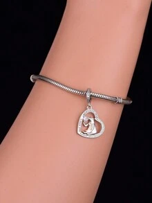 1個925純銀心型北極熊吊墜配件,適用於珠寶設計製作,男女通用,可用作紀念/生日禮物