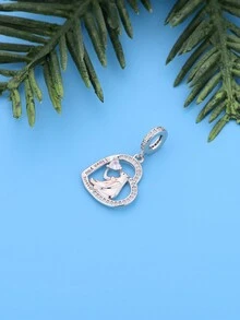 1個925純銀心型北極熊吊墜配件,適用於珠寶設計製作,男女通用,可用作紀念/生日禮物