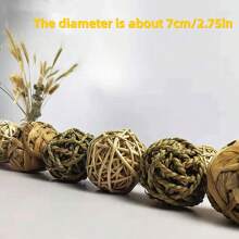 4個兔子球,天然,手工編織球,藤球,草球,咬咬球,給兔子,倉鼠,松鼠咬啃,解悶物品 - 彩色 - 查看 6
