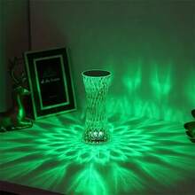 1 件小腰水晶檯燈,rgb 16 色,由 Usb 線供電,觸控控制色溫可調,浪漫 Led 玻璃水晶觸控燈,適用於酒吧、遊戲室、床頭櫃、臥室派對、浪漫情人節禮物 - 無色 - 查看 6