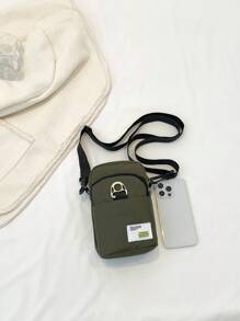 1pc Green Color Block Fashionable & Convenient Casual Zipper Phone Wallet, Suitable For Ladies' Daily Use - Green - View 2