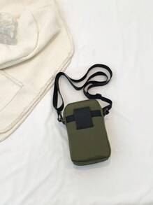 1pc Green Color Block Fashionable & Convenient Casual Zipper Phone Wallet, Suitable For Ladies' Daily Use - Green - View 3