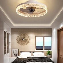 Ventilateur De Plafond Avec Lumière, Ventilateur De Forme Ronde Au Design Simple Avec Conversion De Fréquence Pour La Chambre À Coucher Et La Salle À Manger