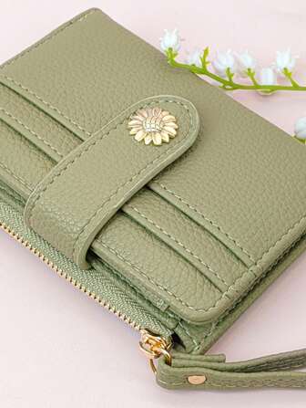MINGYOU Portefeuille de jeune étudiant multifonction, élégant et raffiné,  de litchi doux, avec boucle, grande capacité, fermeture éclair portable, clip pour cartes, monnaie mignonne, cadeau idéal pour les femmes. Petit portefeuille, porte-monnaie, porte-monnaie