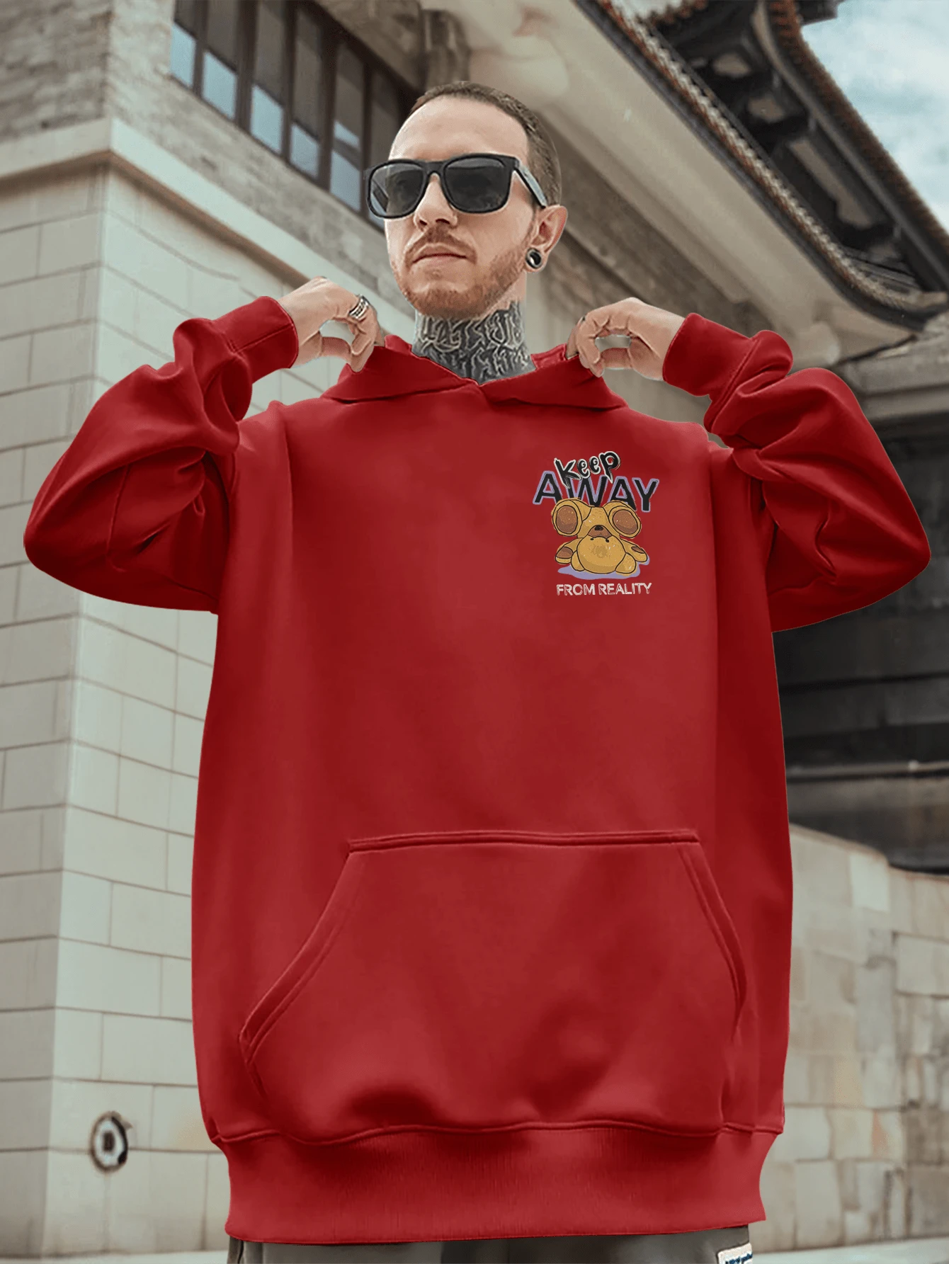 Men Sweatshirts - 紅色 - 查看 1