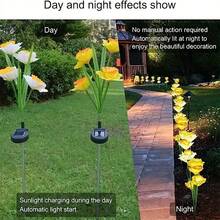 1pc Yellow Daffodil Solar Flower Lights to Light Up Your Garden - Outdoor Waterproof LED Flowers! - Yellow - View 3