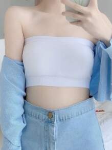 1入組女性無縫抹胸文胸上衣,抹胸基本款分層抹胸胸罩 - 白色 - 查看 1