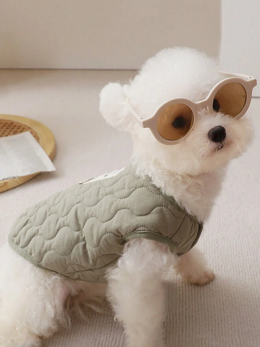 1pc Pet Thermal Lined Winter Jacket - Army Green - View 1