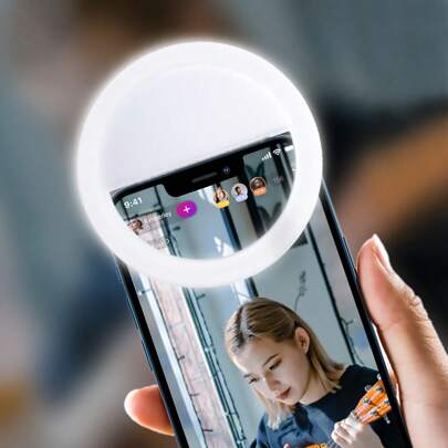 AXNEN (White) 36 LED Bead Selfie Ring Light - Upgraded 150mAh Battery, USB Rechargeable, Clip-On Round Design, Compatible With Smartphones, Laptops, IPads, Photography, Cameras And Camcorders - Perfect For Women's Makeup Selfies! Suitable For Selfies And Live Streaming, Portable Fill Light