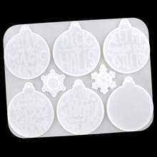 1pc White Round Silicone Mold With 6 Letters For Christmas Theme - White - View 3