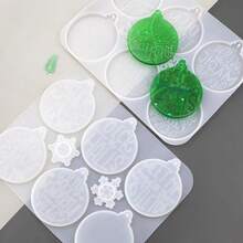 1pc White Round Silicone Mold With 6 Letters For Christmas Theme - White - View 1