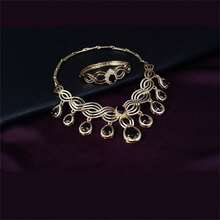 4件/套女士時尚誇張的鑲嵌水晶黑色樹脂珠寶套裝-項鍊、耳環、戒指、手鐲-適用於婚禮/派對/活動 - 黑色 - 查看 5