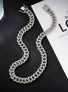 kuuioe 1 Miếng Châu Âu và Châu Mỹ Đường phố Lung linh Rhinestone đầy đủ Liên kết Chuỗi Vàng Vòng cổ/Vòng tay Không giới tính Đồ trang sức Dây chuyền Với Nhiều Kích thước - Bạc - Xem 6