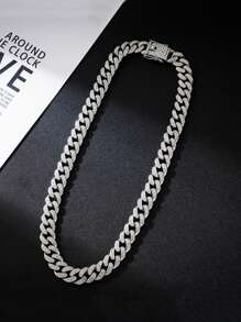 kuuioe 1 Miếng Châu Âu và Châu Mỹ Đường phố Lung linh Rhinestone đầy đủ Liên kết Chuỗi Vàng Vòng cổ/Vòng tay Không giới tính Đồ trang sức Dây chuyền Với Nhiều Kích thước - Bạc - Xem 5