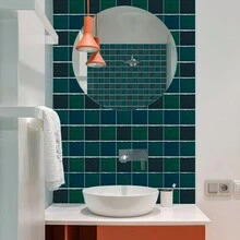 Alwayspon Thick Vinyl Provence Wall Tile Sticker Self-Adhesive, Peel and Stick Mosaic Backsplash Tile Transfer Sticker for Kitchen Bathroom,Provence Green 15x15cm/6x6 - Provence Green - View 3