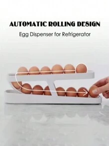 1 ABS Trứng Giá Đựng Đồ, Màu Trắng Tối Giản 2 Lớp Tự Động Cán Thiết Kế Hộp Đựng Trứng Cho Tủ Lạnh - trắng - Xem 3