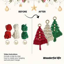 3 合 1 花邊套件成人初學者:3 Diy 聖誕花邊樹、成人工藝品、3 毫米花邊繩、波西米亞聖誕裝飾、成人花邊套件,附書面說明和視頻教程 - 彩色 - 查看 9