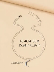 1 pieza Collar con colgante en forma de luna de color plateado - Plata antigua - Ver 6