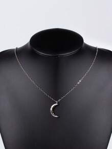 1 pieza Collar con colgante en forma de luna de color plateado - Plata antigua - Ver 5