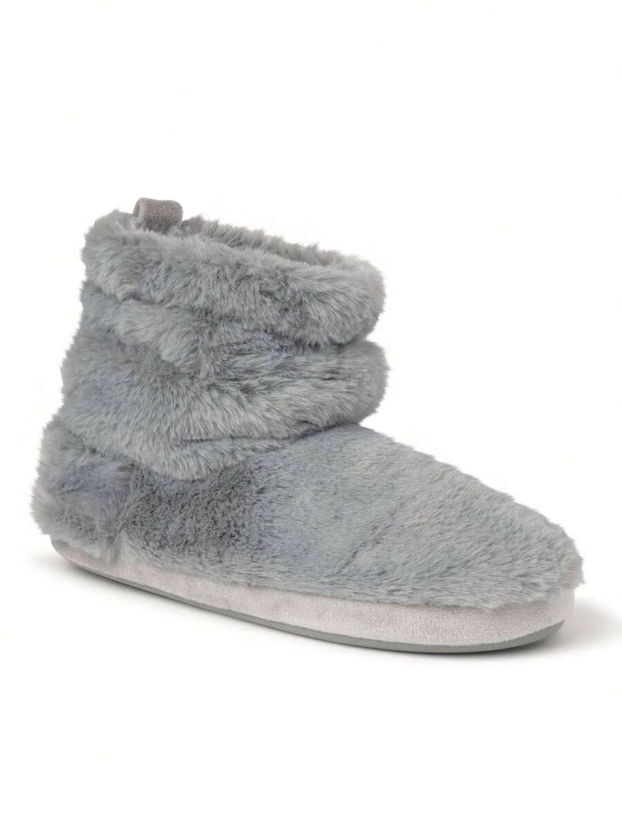 Dearfoams Women's Kimber Furry Bootie Slipper - Màu Xám nhạt - Xem 1