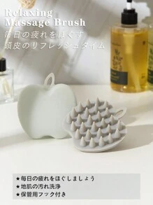 lyanxinlei 2025 New 2-In-1 Apple-Shaped Scalp Massager - Silicone Shampoo Brush, Wet & Dry Use, Suitable For Hair, Hairstyling, Hair Care, School, Back To School, Travel, Travel Essential, Home Essential, Spa, Massage Tool, Massager - Grey - View 6