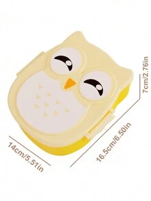 1pc Cartoon Owl Design Plastic Kid Lunch Box With Spoon, Gift For Student - Multicolor - View 2