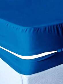 Cubre Colchón Protector Matrimonial Con Cierre protección para el colchón completa Cubre Colchón Protector con Cierre silenciosa, Lavable a máquina, Suave para Dormir cómodamente por la Noche - Azul Rey - Ver 2