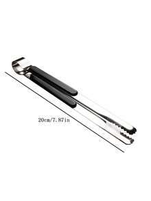 1pc Thick Stainless Steel Food Tongs, Barbecue Tongs - Black - View 6