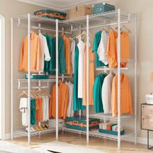 Closet Organizer Metal Garment Rack Portable Clothes Hanger Freestanding Closet Wardrobe 77"Wx 18"D X 77"H - White - View 2