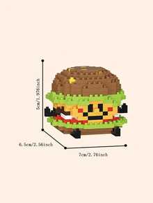 食物系列积木玩具，可爱的食物形状桌面摆件，适合作为儿童生日礼物房间装饰冬季礼物彩色积木彩色积木 - 棕色 - 查看 3