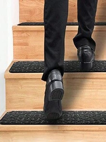 1 Pieza Alfombra Suave Para Escalones Con Patrón Variado, Alfombra De Escalera Autoadhesiva Y Antideslizante Con Absorción De Agua Para Proteger Tus Escaleras - Gris - Ver 5