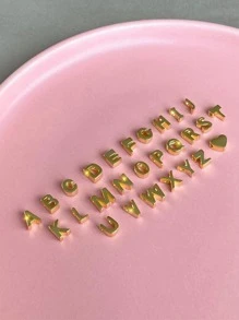 1入組縮寫字母A-Z吊墜或者Love心形墜飾或者裸鏈條樣式項鍊DIYS925純銀珠寶製作母親節情人節生日禮物適合女士 - 金色 - 查看 2