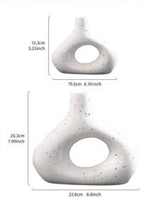 1pc ABS Flower Vase, Modern Geometric Shaped Vase For Home Home Decor Room Decor Glass Vase - Black and White - View 9