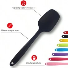 Keidason 1 Piece Silicone Spatula 10.5 inch Large Rubber Heat-Resistant Baking Spatula Baking Mixing Tool Non-Stick Flexible Seamless Spatula(black) - black large - View 11
