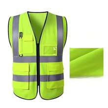 均碼耐磨高能見度安全反光背心,適合夜間騎行,帶多功能透氣口袋,非常適合建築、花園、衛生和戶外活動 - 綠色 - 查看 3