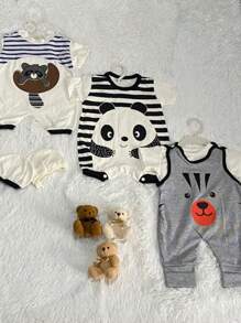 Kit 3 Macacão ursinhos queridinhos promoção  0- 03 meses 5 peças