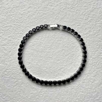 Hombres Mujer 1 pieza Pulsera simple con de moda negro cobre & zirconia cúbica redondo tenis adecuado para ambos con para uso diario