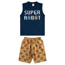 Kit 6 Conjuntos Roupa Infantil Menino Shorts e Regatas de Verão Calor Praia - Multicolorido - Visão 8