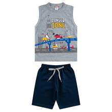 Kit 6 Conjuntos Roupa Infantil Menino Shorts e Regatas de Verão Calor Praia - Multicolorido - Visão 2