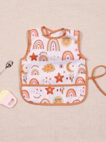 1入組月亮&花朵形狀嬰兒防水圍兜無袖 - 橘色 - 查看 1