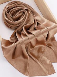 1 Box Set Satin Muslim Hijab (2pcs Hijab + 2pcs Flower Brooch), Random Box Color - Camel - View 10