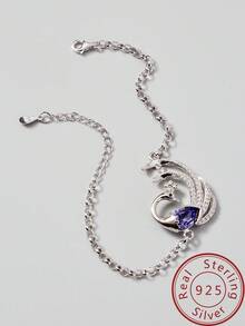 1條豪華925純銀皇冠水晶紫晶手鍊,結婚、母親節、女友、媽媽的絕佳禮物