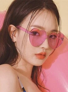 Heart Decor Novelty Fashion Glasses - Multicolor - View 4