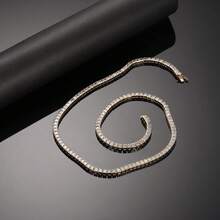 VOLUKA 仿18k金鍍層鋯石網球項鍊,女士專屬