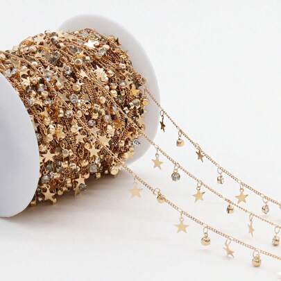 1 เมตร ป้องกันการซีดจาง ห่วงโซ่ DIY พร้อม รูปดาว เพชรคิวบิกเซอร์โคเนีย ตกแต่ง , สำหรับ เครื่องประดับ , เครื่องประดับผม และ เสื้อผ้า การทำ