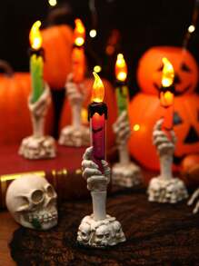 1pc Halloween Ghost Hand Led Candle Light, Halloween Party Horror Atmosphere Decoration Light - Yellow - View 3