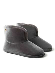 Dearfoams Women's Sara Shiny Velour Bootie - Xám - Xem 3