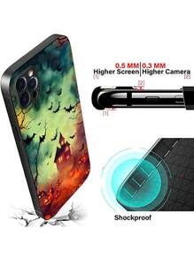 1pc Colored Pumpkin-shaped Phone Case, Shockproof & Scratch-resistant Soft Tpu Edges, Thin Hard Shell With Lens Cover. Personalized Dark Castle Halloween Theme Phone Protective Cover Compatible With Iphone/samsung/xiaomi/redmi/oppo/oneplus-pumpkin Group