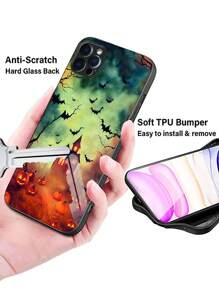 1pc Colored Pumpkin-shaped Phone Case, Shockproof & Scratch-resistant Soft Tpu Edges, Thin Hard Shell With Lens Cover. Personalized Dark Castle Halloween Theme Phone Protective Cover Compatible With Iphone/samsung/xiaomi/redmi/oppo/oneplus-pumpkin Group