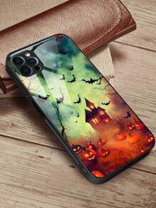 1pc Colored Pumpkin-shaped Phone Case, Shockproof & Scratch-resistant Soft Tpu Edges, Thin Hard Shell With Lens Cover. Personalized Dark Castle Halloween Theme Phone Protective Cover Compatible With Iphone/samsung/xiaomi/redmi/oppo/oneplus-pumpkin Group